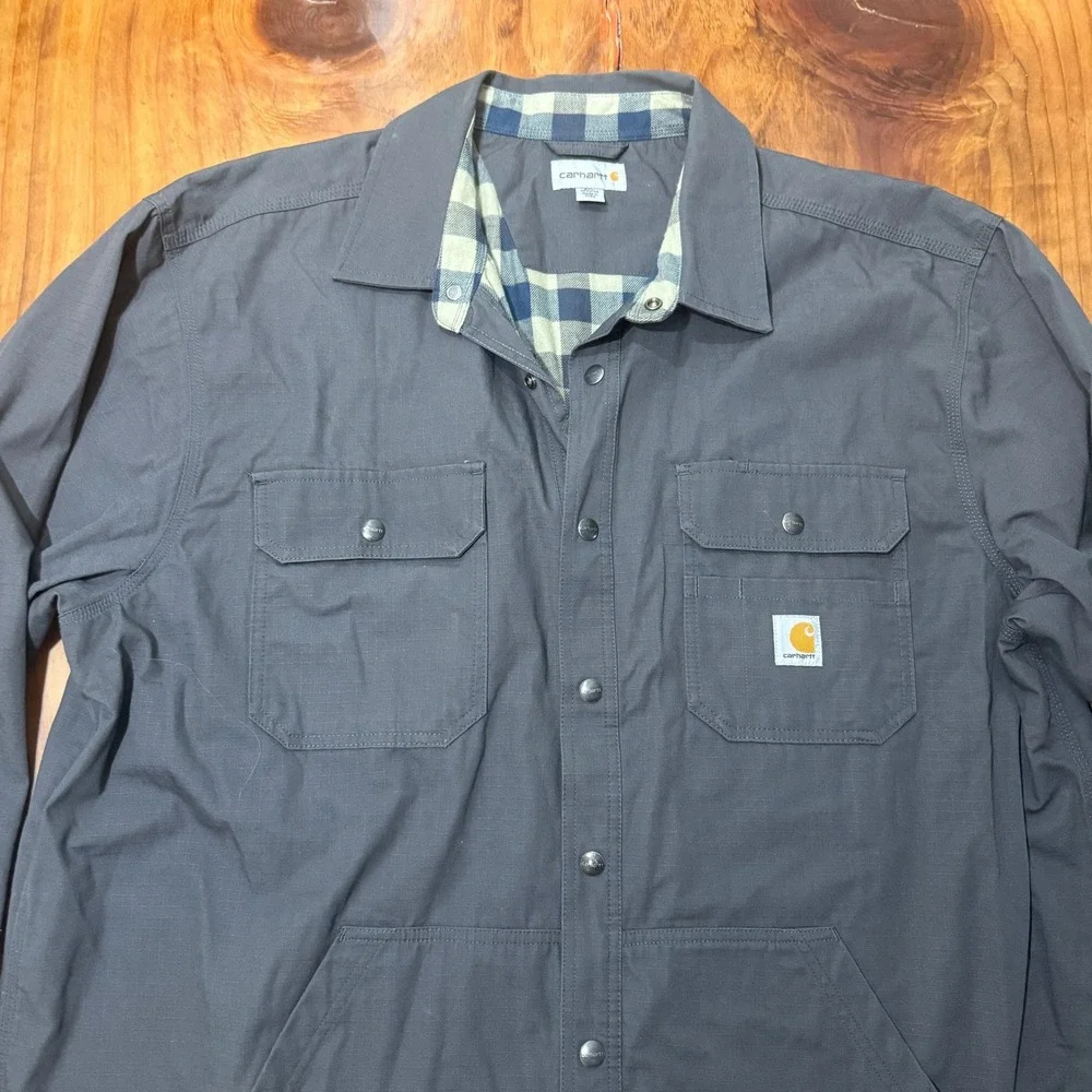 Carhartt Jacket Mens 2XL XXL Ripstop Chore Flannel Lined Snap 104146 Coat S3-11